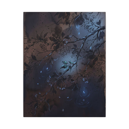 Bold Cherry Blossom Canvas Art - Charcoal Ink Dark Japandi