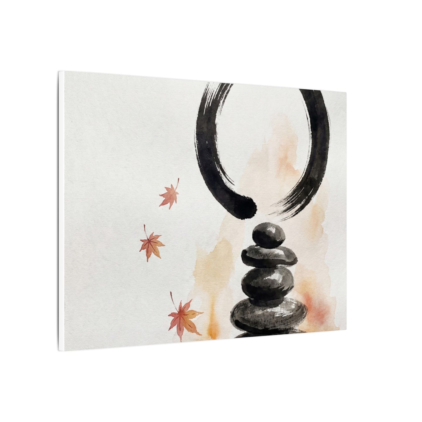 River Stones Canvas Art | Autumn Zen Enso Art