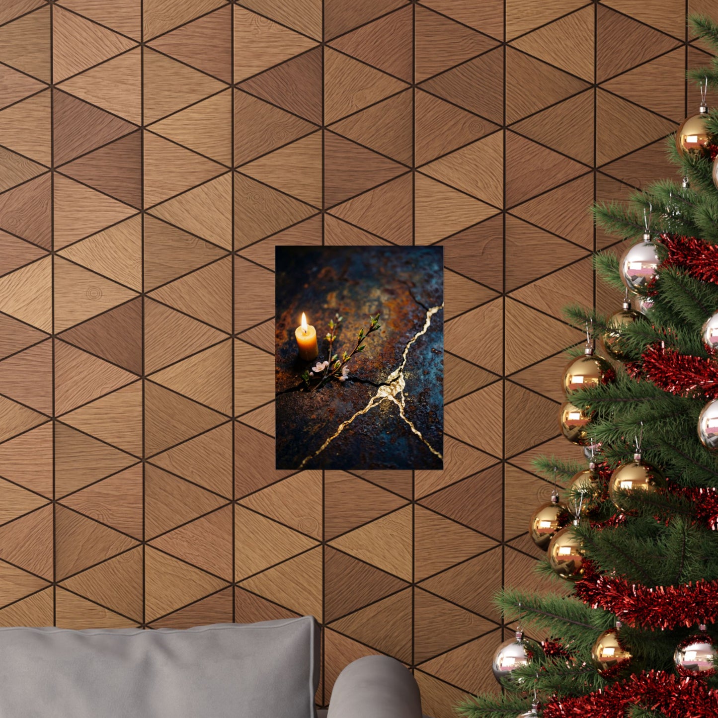 Beautiful Rust Patina Wall Art Print - Gold Repair Kintsugi