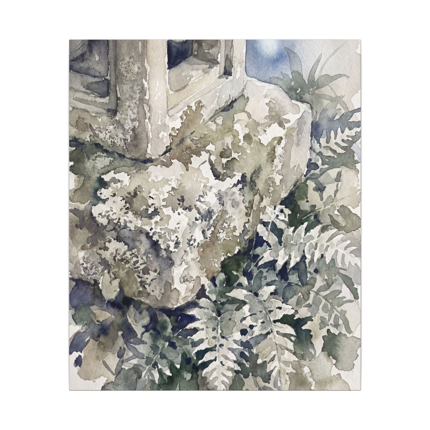 Stone Lantern Watercolor Canvas Art | Elegant Japandi Art