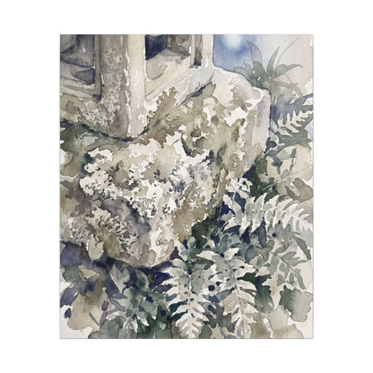 Stone Lantern Watercolor Canvas Art | Elegant Japandi Art