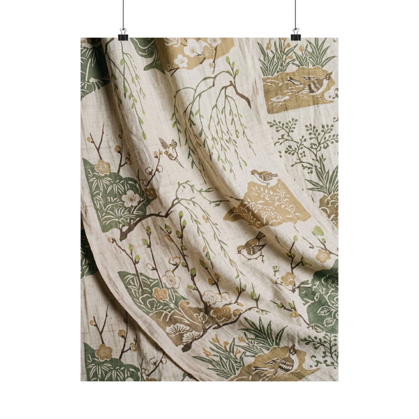 Silk Drape Japanese Pattern Wall Art Print | Neutral Japandi Art