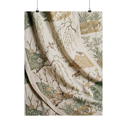 Silk Drape Japanese Pattern Wall Art Print | Neutral Japandi Art