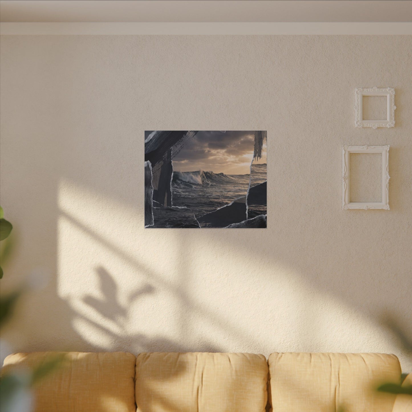 Fukinsei Ocean Wave Canvas Art - Dark Japandi Shadow Zen