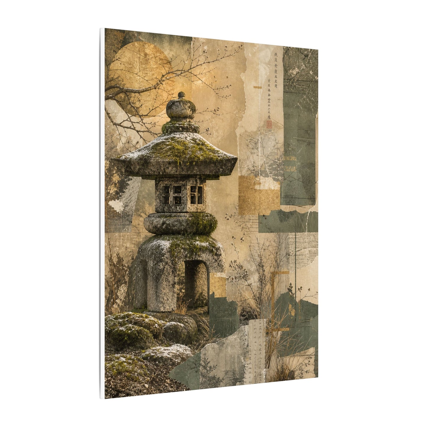 Elegant Stone Lantern Canvas Art - Texture Japandi