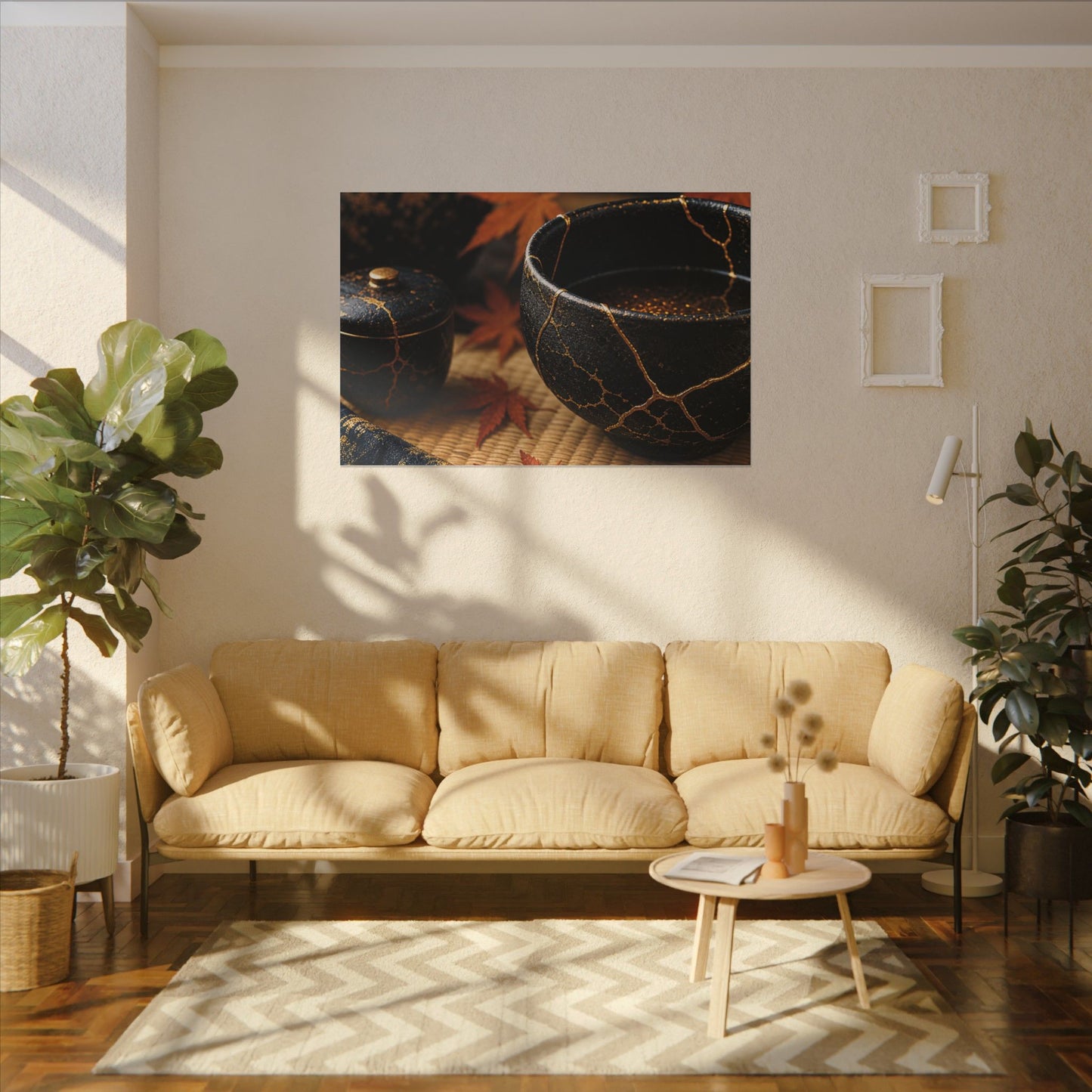 Seijaku Tea Ceremony Canvas Art - Kintsugi Gold Repair