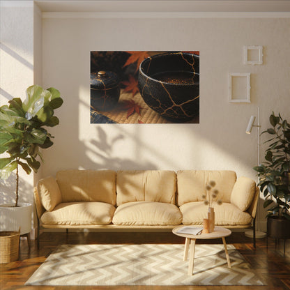 Seijaku Tea Ceremony Canvas Art - Kintsugi Gold Repair