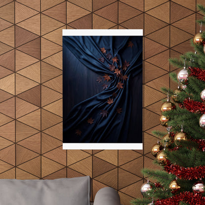 Dark Japandi Silk Drape in Moonlight | Moody Minimal Wall Art Print