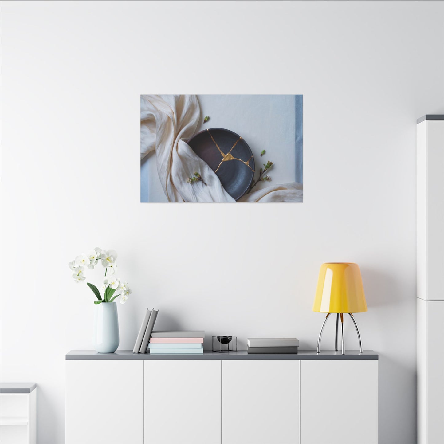 Ma Silk Drape Canvas Art - Kintsugi Gold Repair