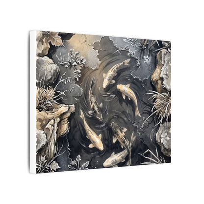 Koi Pond Canvas Art | Winter Japandi Japanese Pattern Art