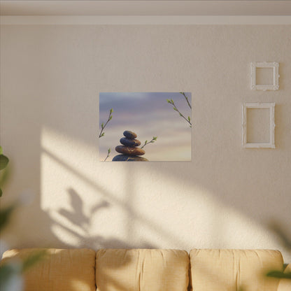 Spring River Stones Gold Vein Canvas Art | Philosophical Decor