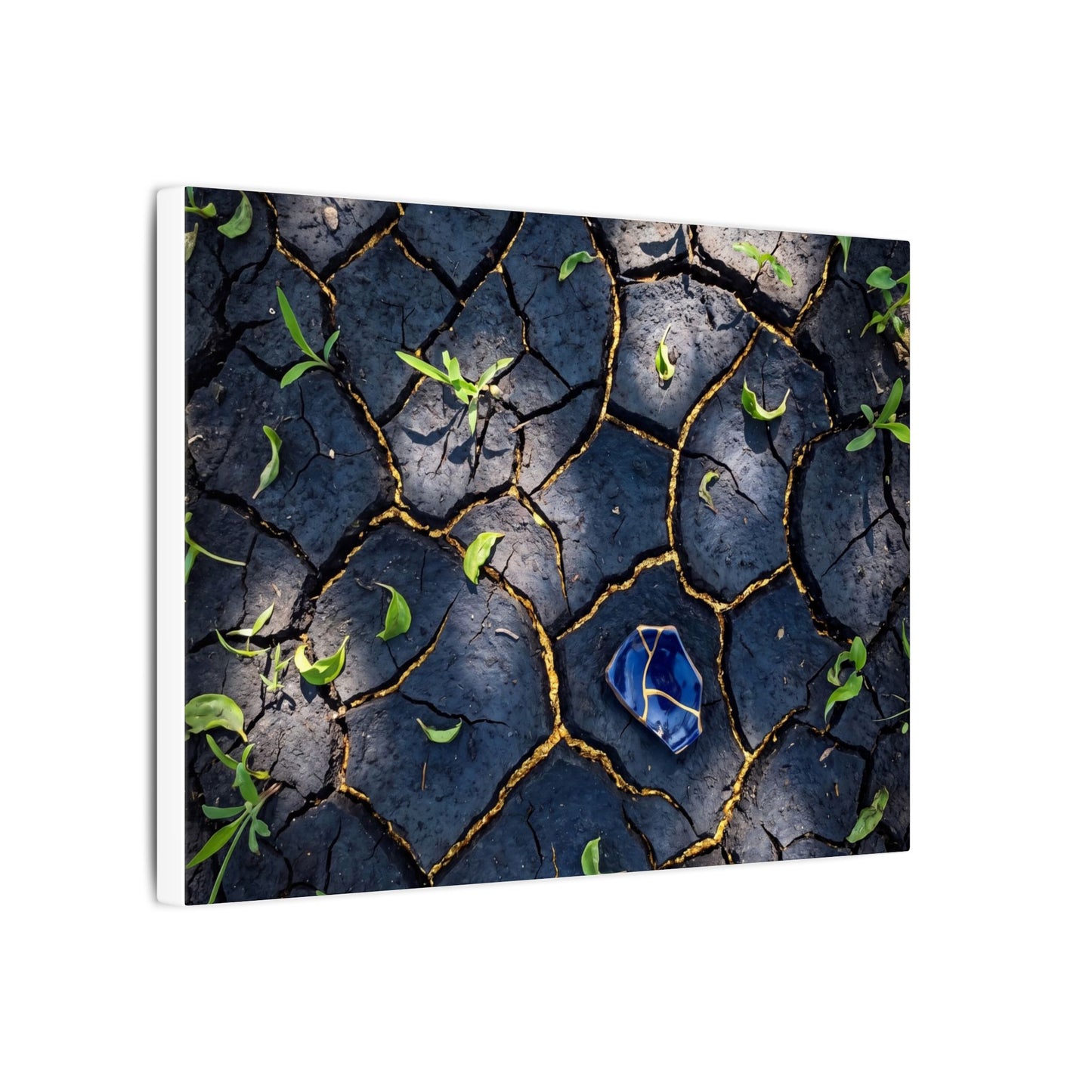 Cracked Earth Canvas Art | Spring Dark Japandi Moody Minimal Art
