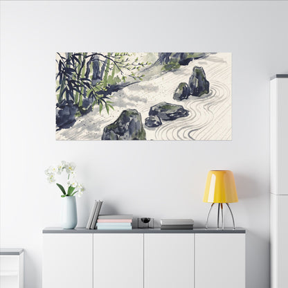 Dappled Rock Garden Canvas Art - Zen Mono No Aware