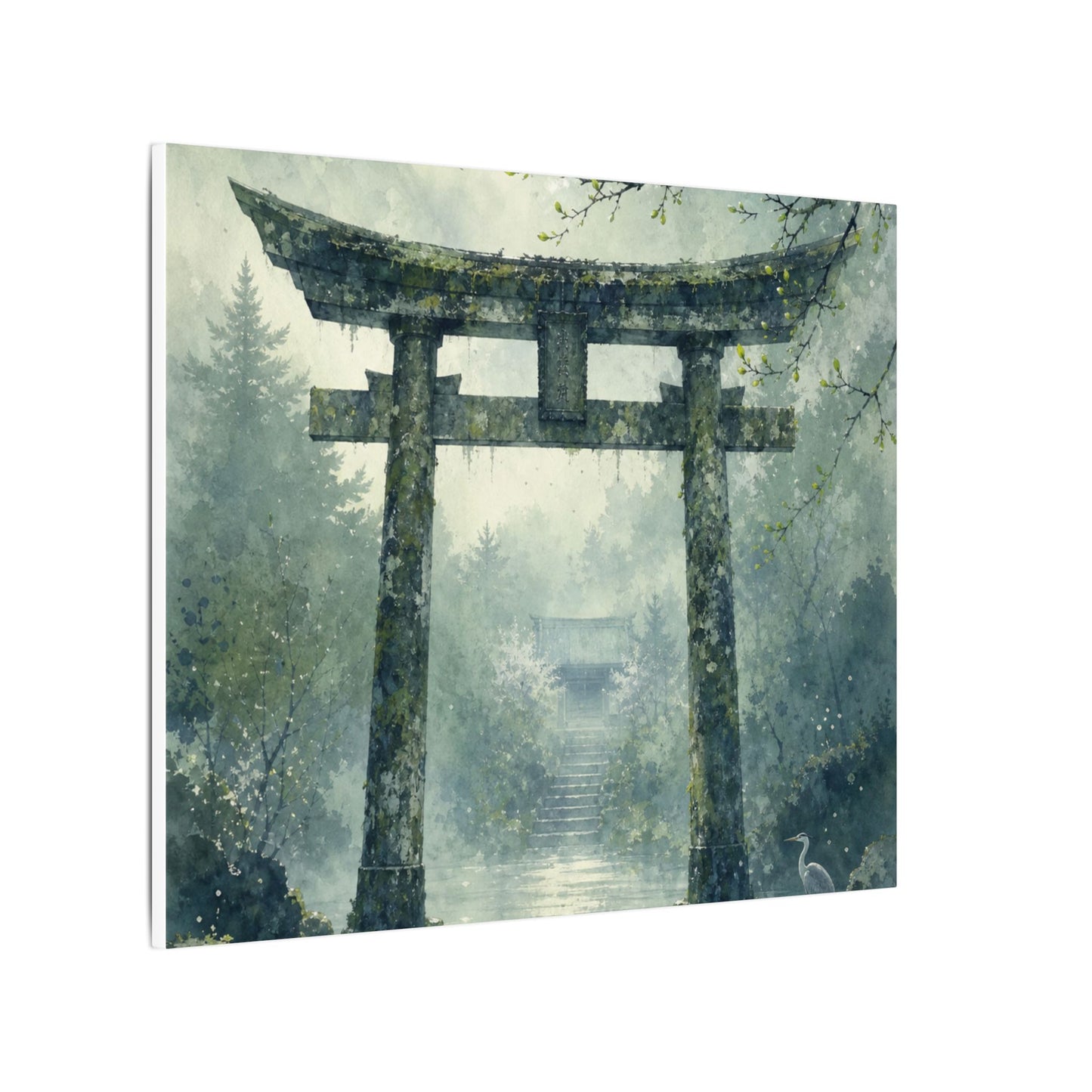 Earthy Torii Gate Canvas Art - Watercolor Japandi