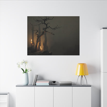 Ma Pine Tree Canvas Art - Dark Japandi Shadow Zen