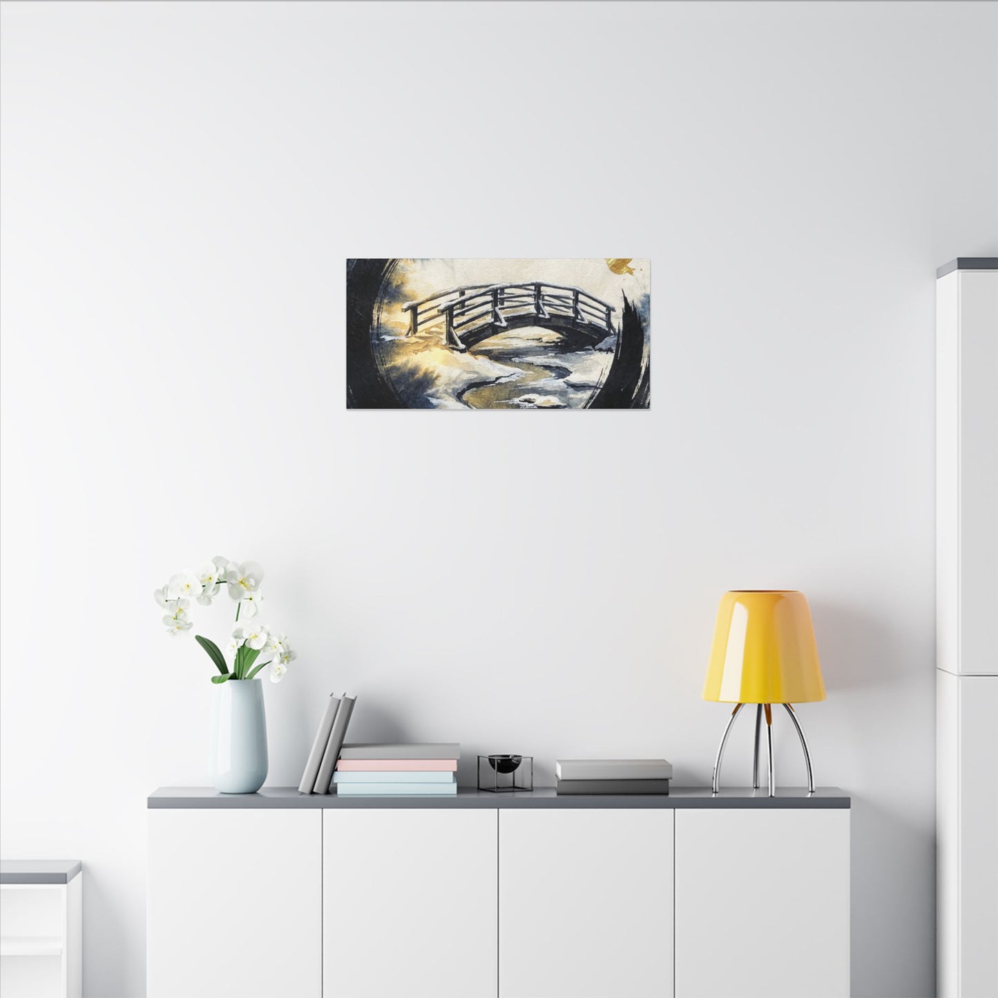 Autumn Ink Brushstroke Karesansui Canvas Art | Peaceful Decor