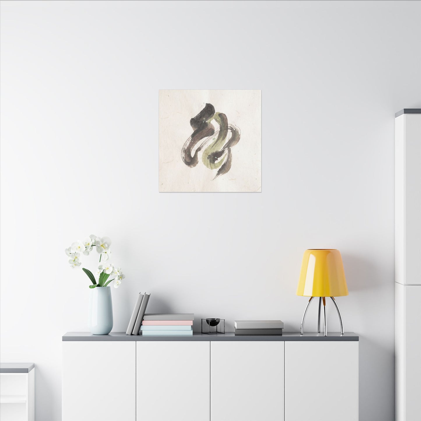 Ink Brushstroke Canvas Art | Spring Japandi Japanese Pattern Art