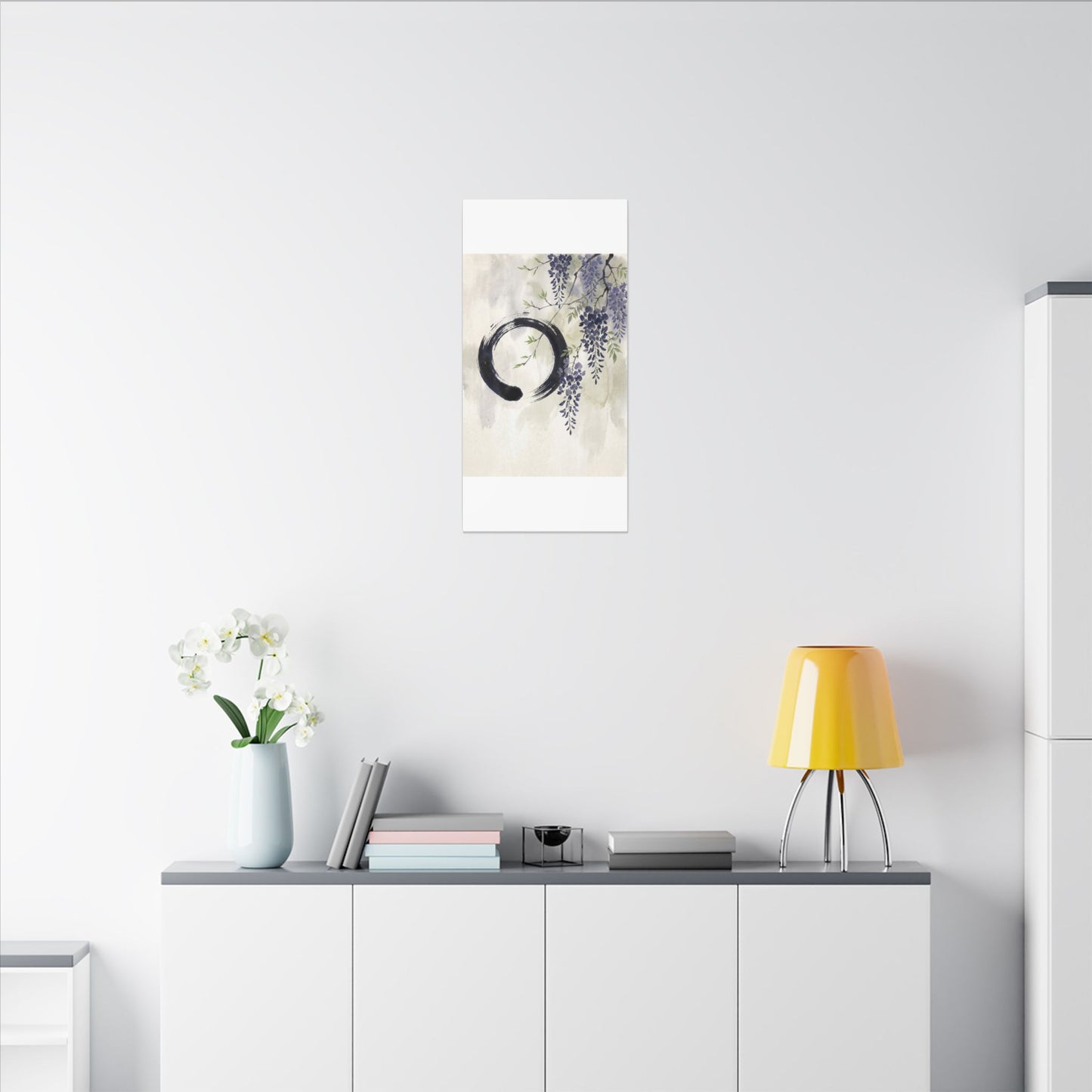 Wisteria Enso Canvas Art | Serene Zen Art