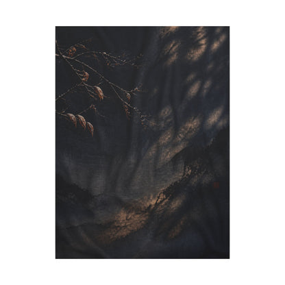 Atmospheric Silk Drape Canvas Art - Charcoal Ink Dark Japandi