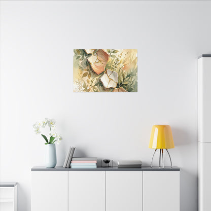 Japandi Broken Pottery in Golden Hour | Watercolor Canvas Art