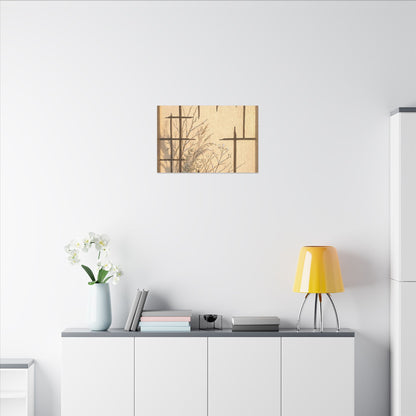 Shoji Screen Canvas Art | Winter Japandi Minimal Line Art