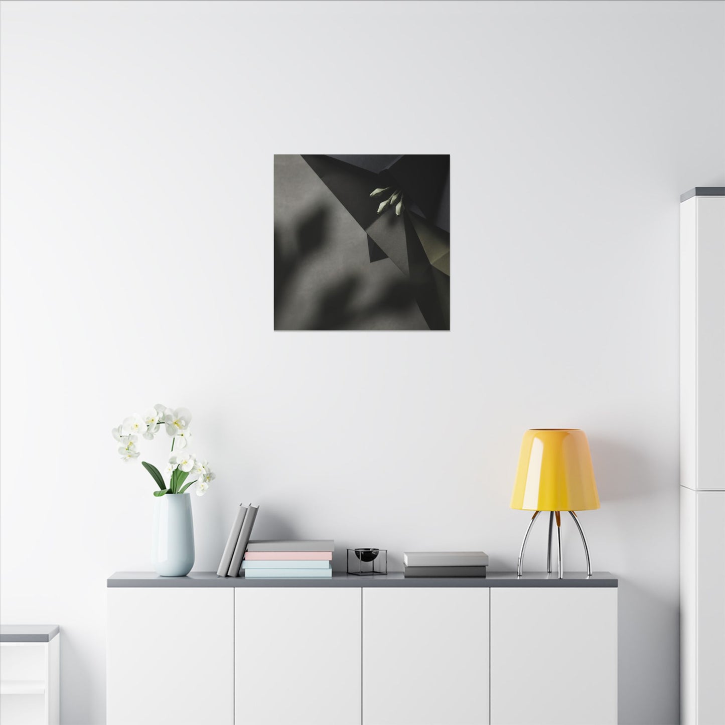Paper Fold Moody Minimal Canvas Art | Luxurious Dark Japandi Art