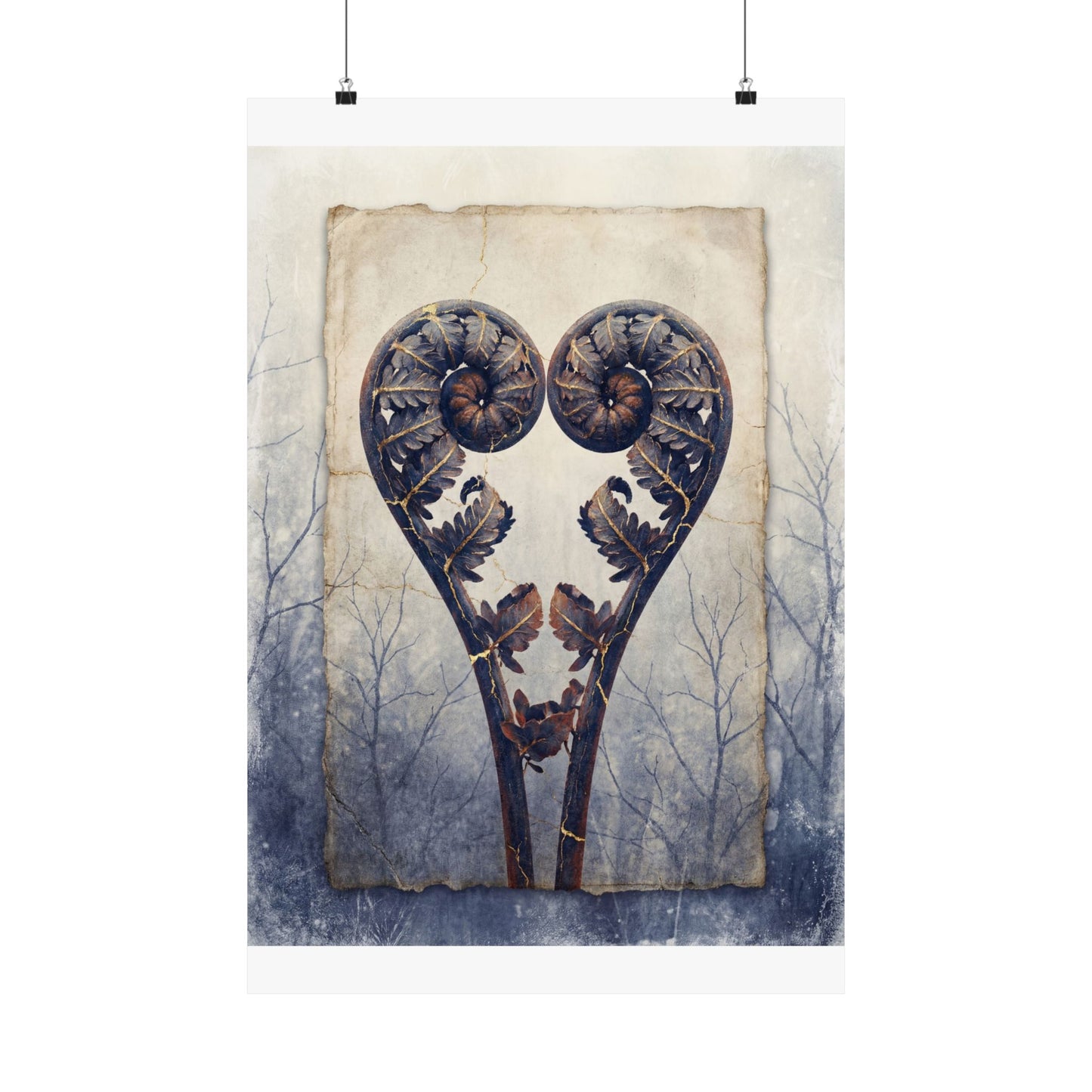 Overcast Fern Unfurling Wall Art Print - Kintsugi Kanso Art Print