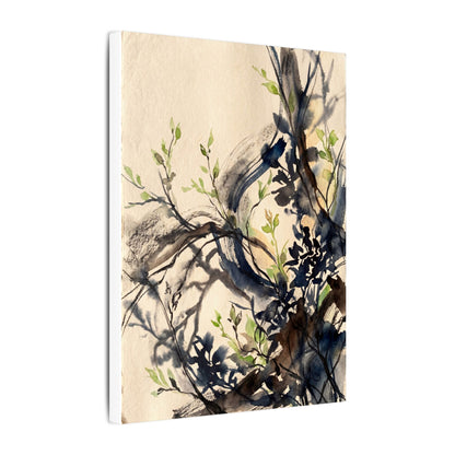 Ma Shadow Play Canvas Art - Dark Japandi Charcoal Ink