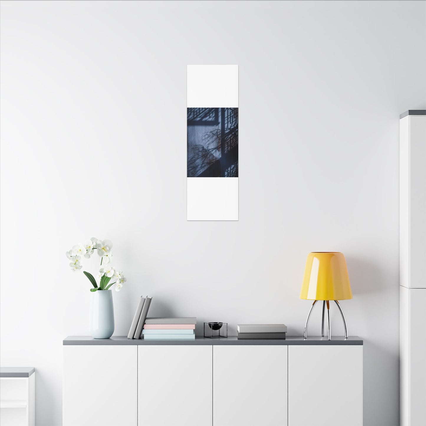 Shadow Play Moody Minimal Canvas Art | Moody Dark Japandi Art