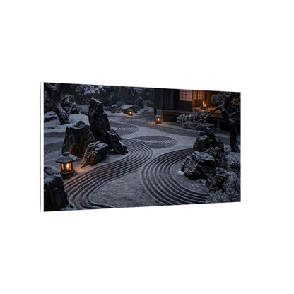 Candlelight Rock Garden Canvas Art - Dark Japandi Fukinsei