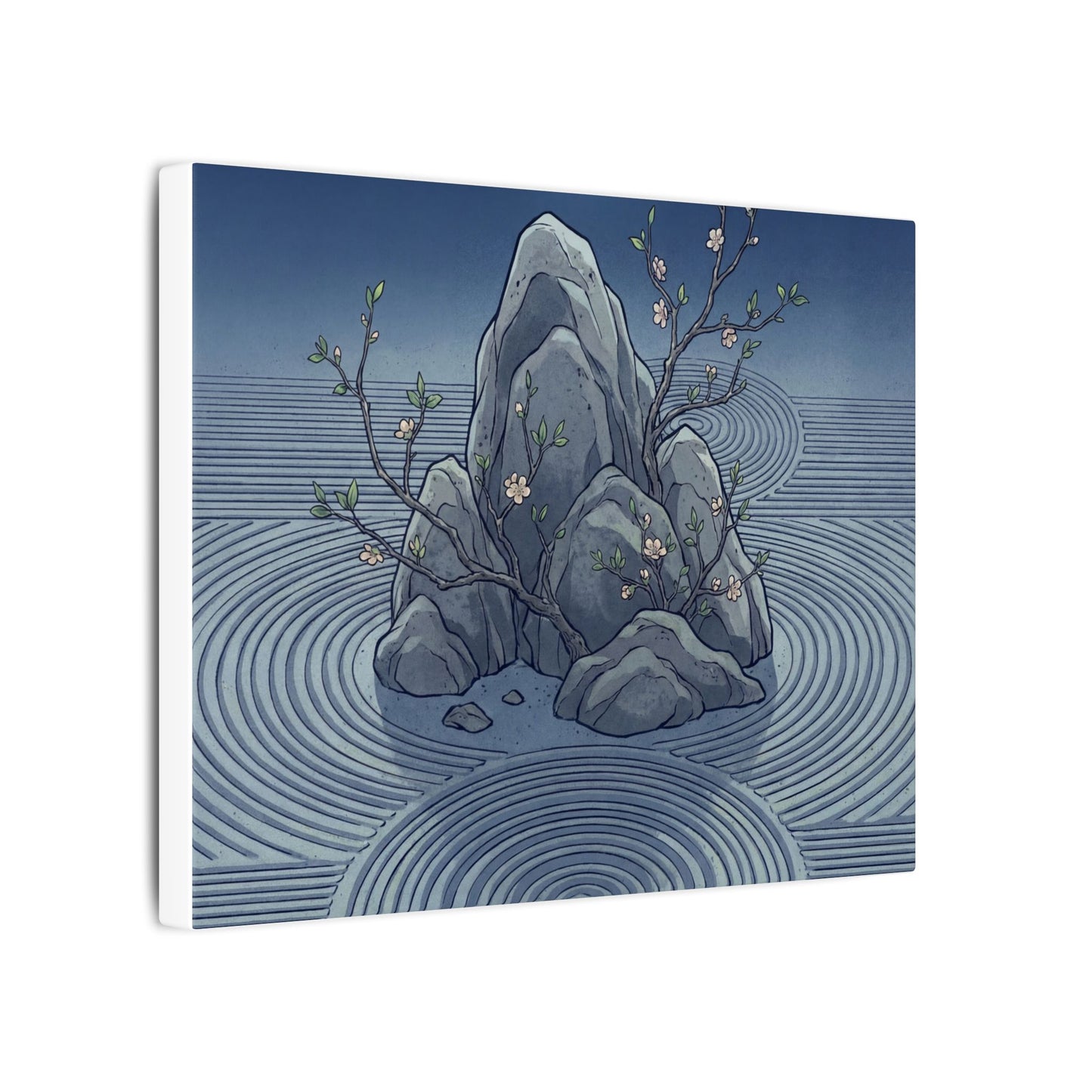 Spring Rock Garden Ukiyo E Inspired Canvas Art | Tranquil Decor
