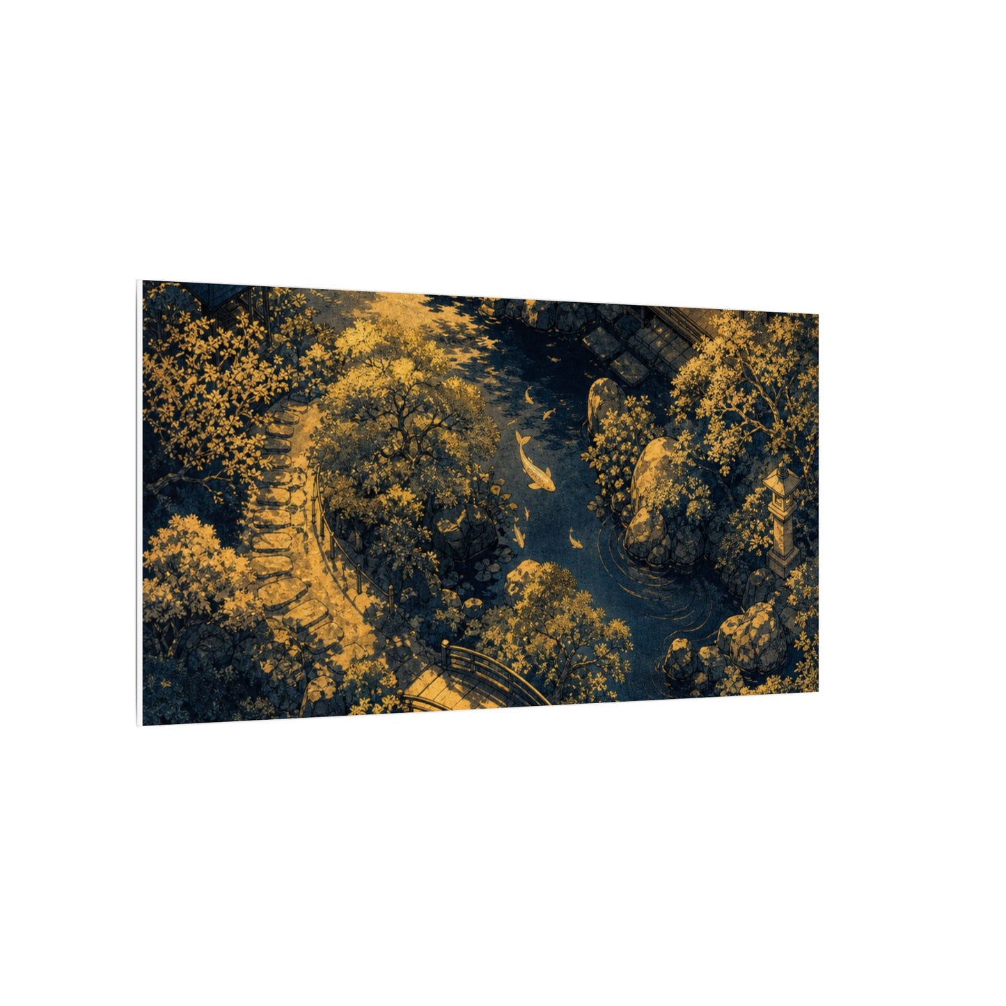 Contemplative Moonlit Garden Canvas Art - Ukiyo E Inspired Zen