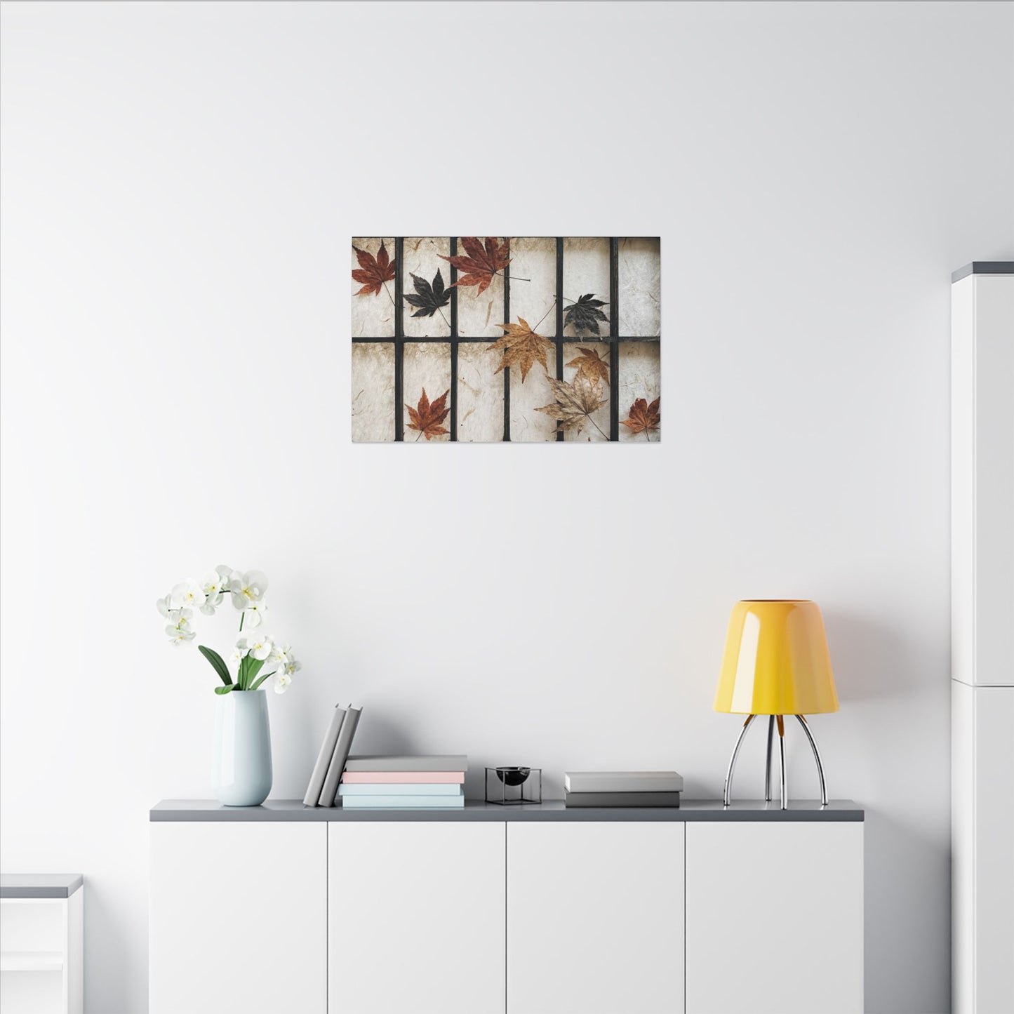 Japandi Shoji Screen in Overcast | Texture Canvas Art