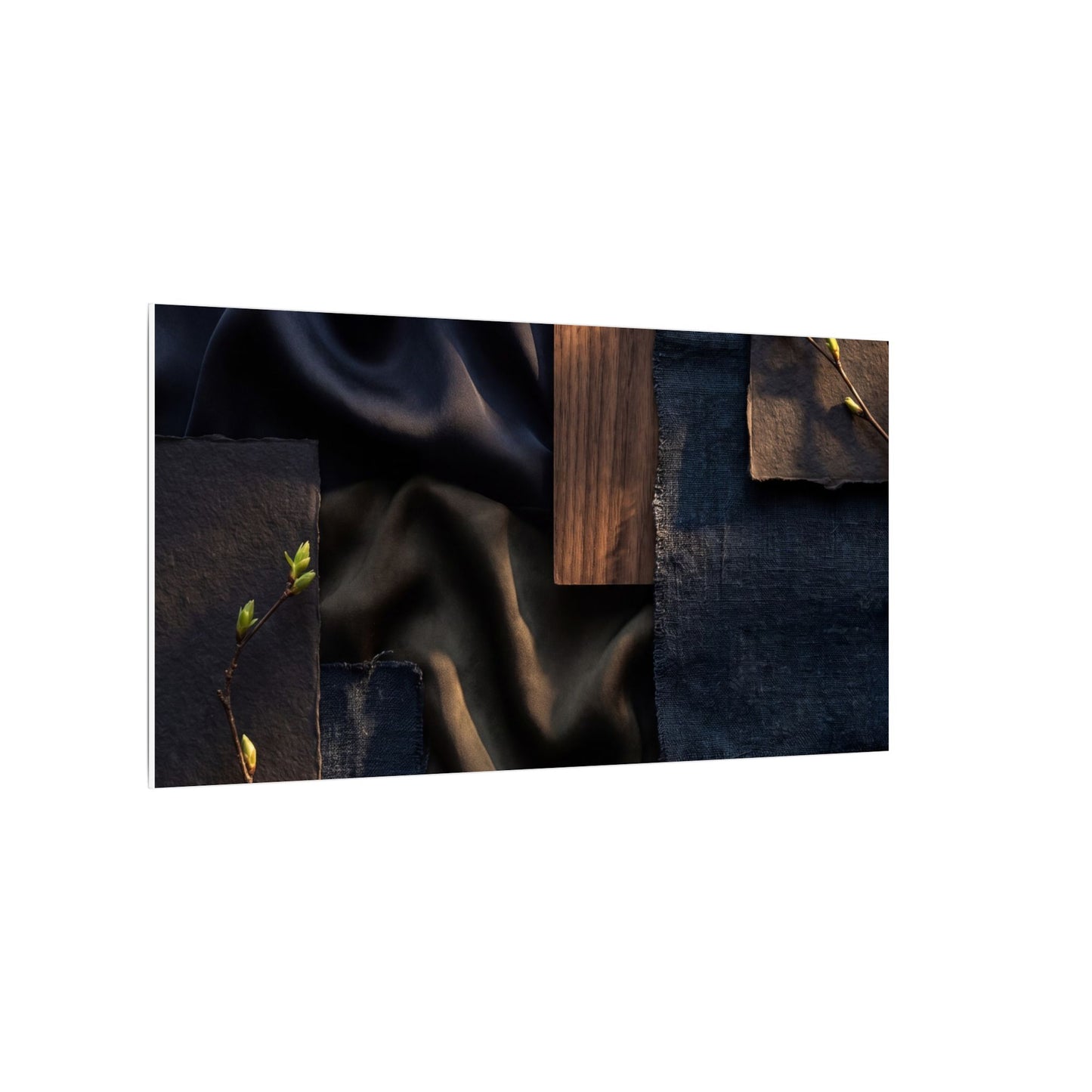 Silk Drape Spring Canvas Art | Dark Japandi Moody Design