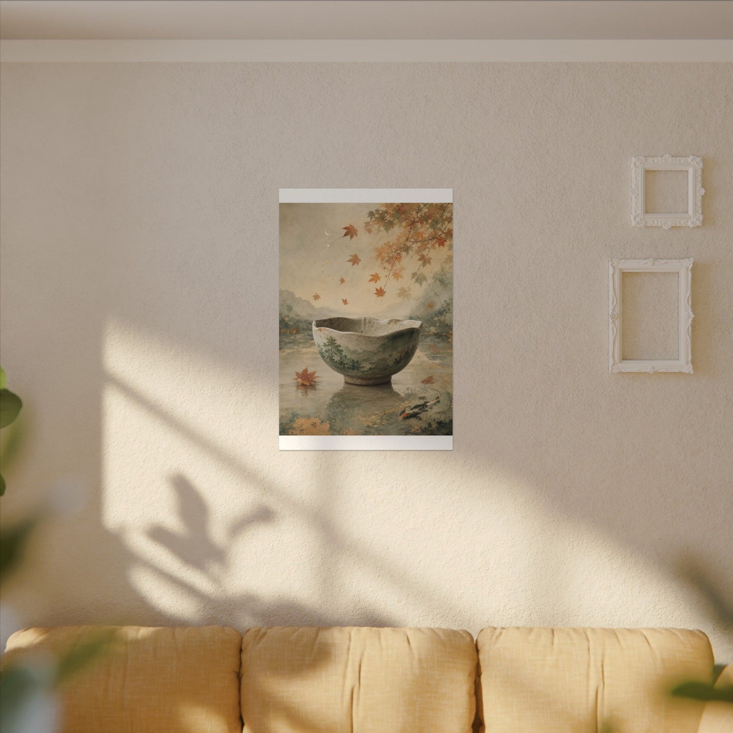 Autumn Ceramic Bowl Watercolor Canvas Art | Cozy Decor