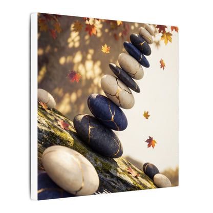 Ma River Stones Canvas Art - Kintsugi Gold Vein