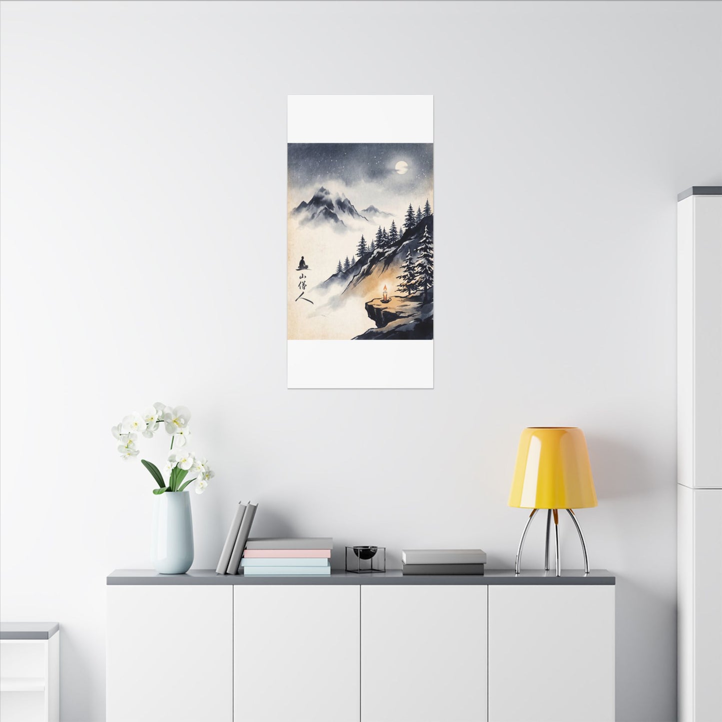 Mountain Mist Canvas Art | Winter Zen Ukiyo E Inspired Art