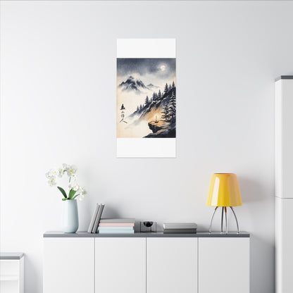 Mountain Mist Canvas Art | Winter Zen Ukiyo E Inspired Art