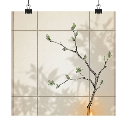 Shoji Screen Minimal Line Wall Art Print | Earthy Japandi Art Art Print