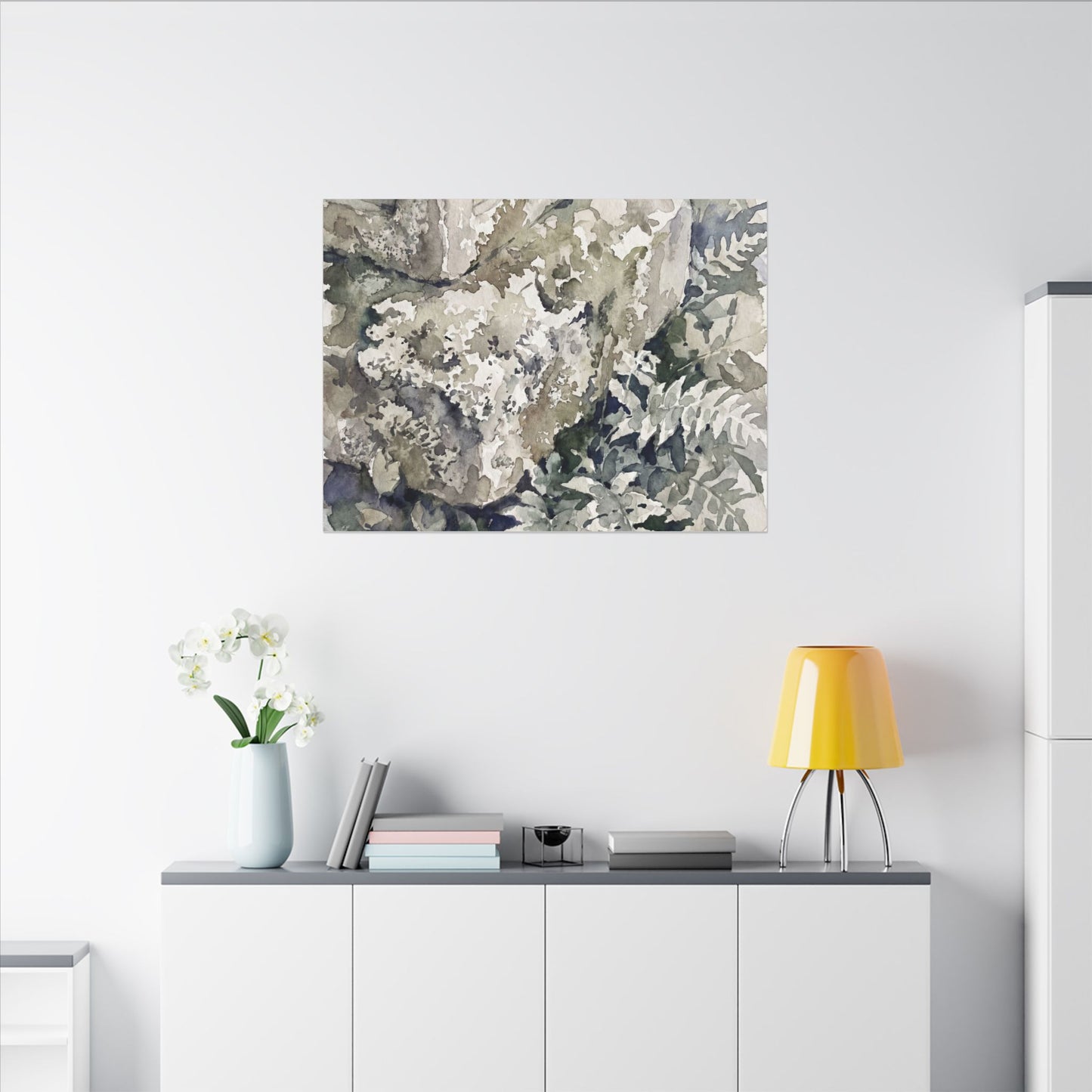 Stone Lantern Watercolor Canvas Art | Elegant Japandi Art