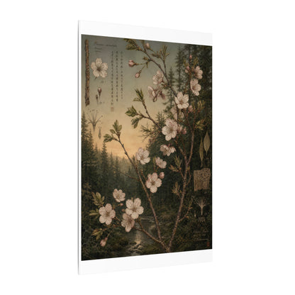Spring Cherry Blossom Herbarium Canvas Art | Nostalgic Decor