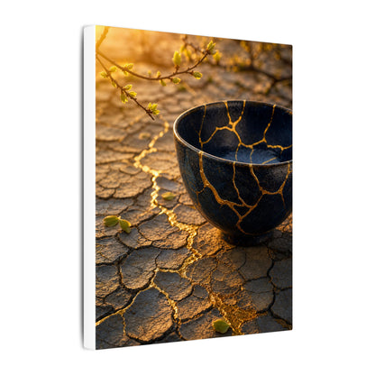 Golden Hour Cracked Earth Canvas Art - Kintsugi Fukinsei