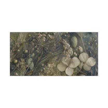 Japandi Dried Flowers in Moonlight | Watercolor Canvas Art