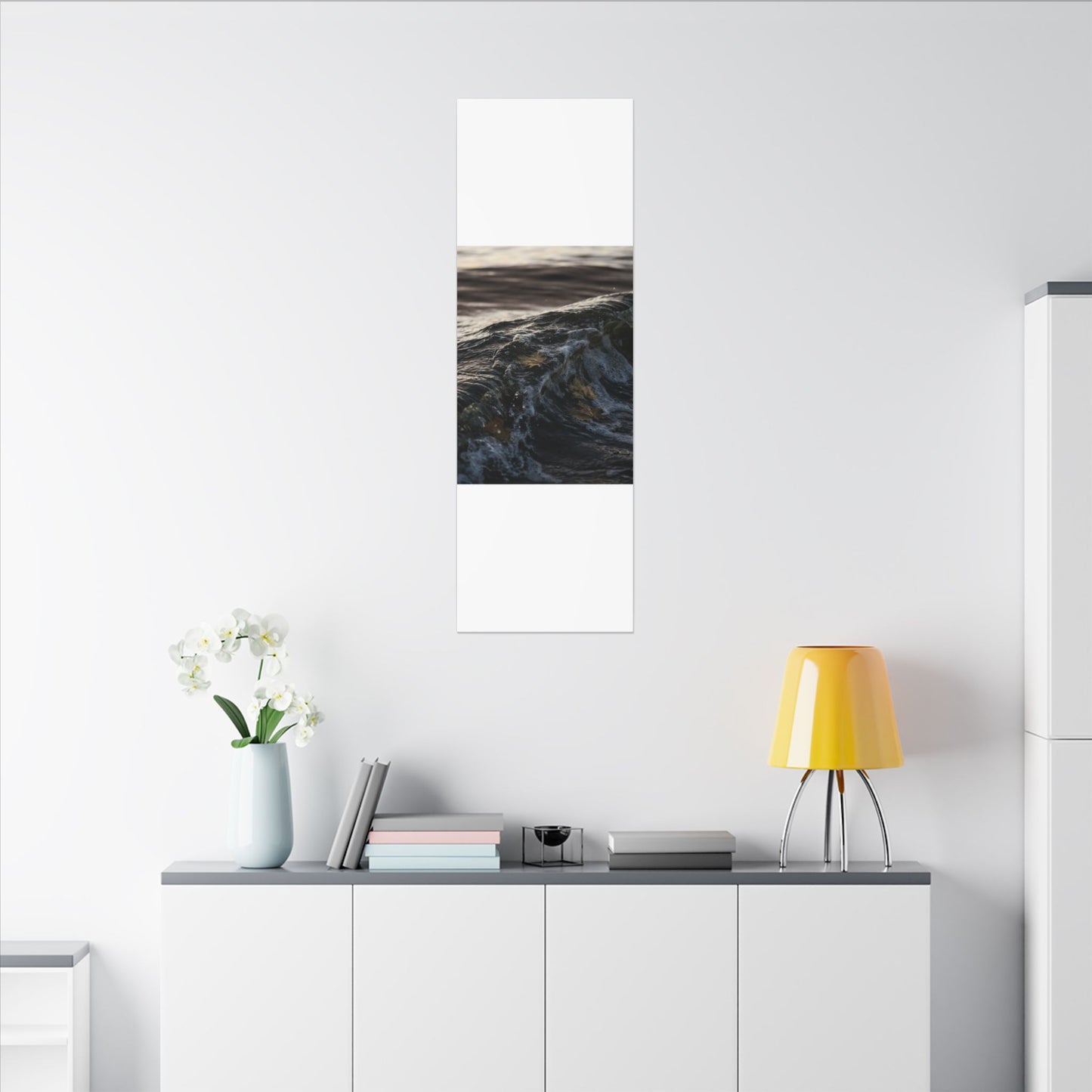 Dark Japandi Ocean Wave in Dawn | Moody Minimal Canvas Art