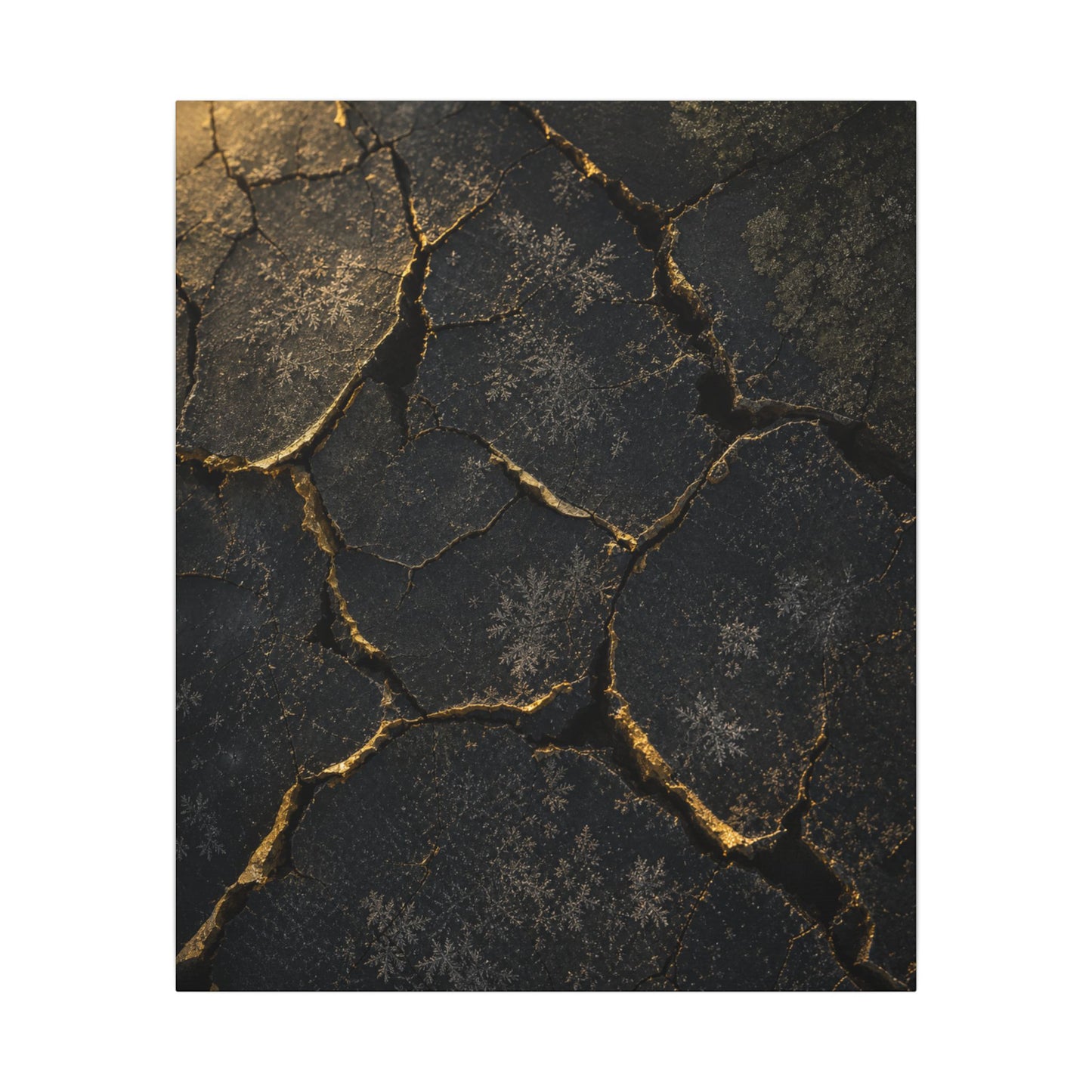 Cracked Earth Canvas Art | Winter Dark Japandi Shadow Zen Art