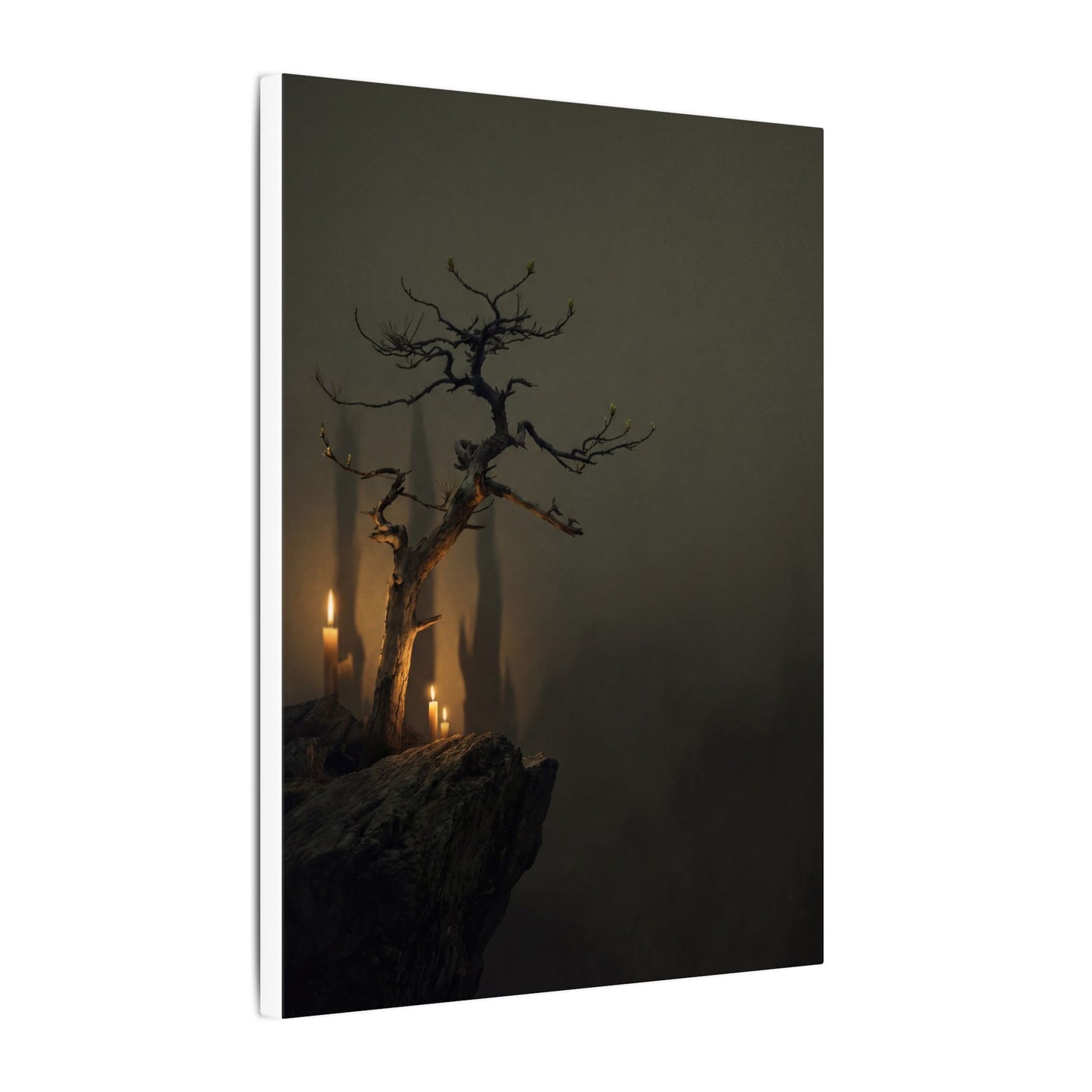 Ma Pine Tree Canvas Art - Dark Japandi Shadow Zen