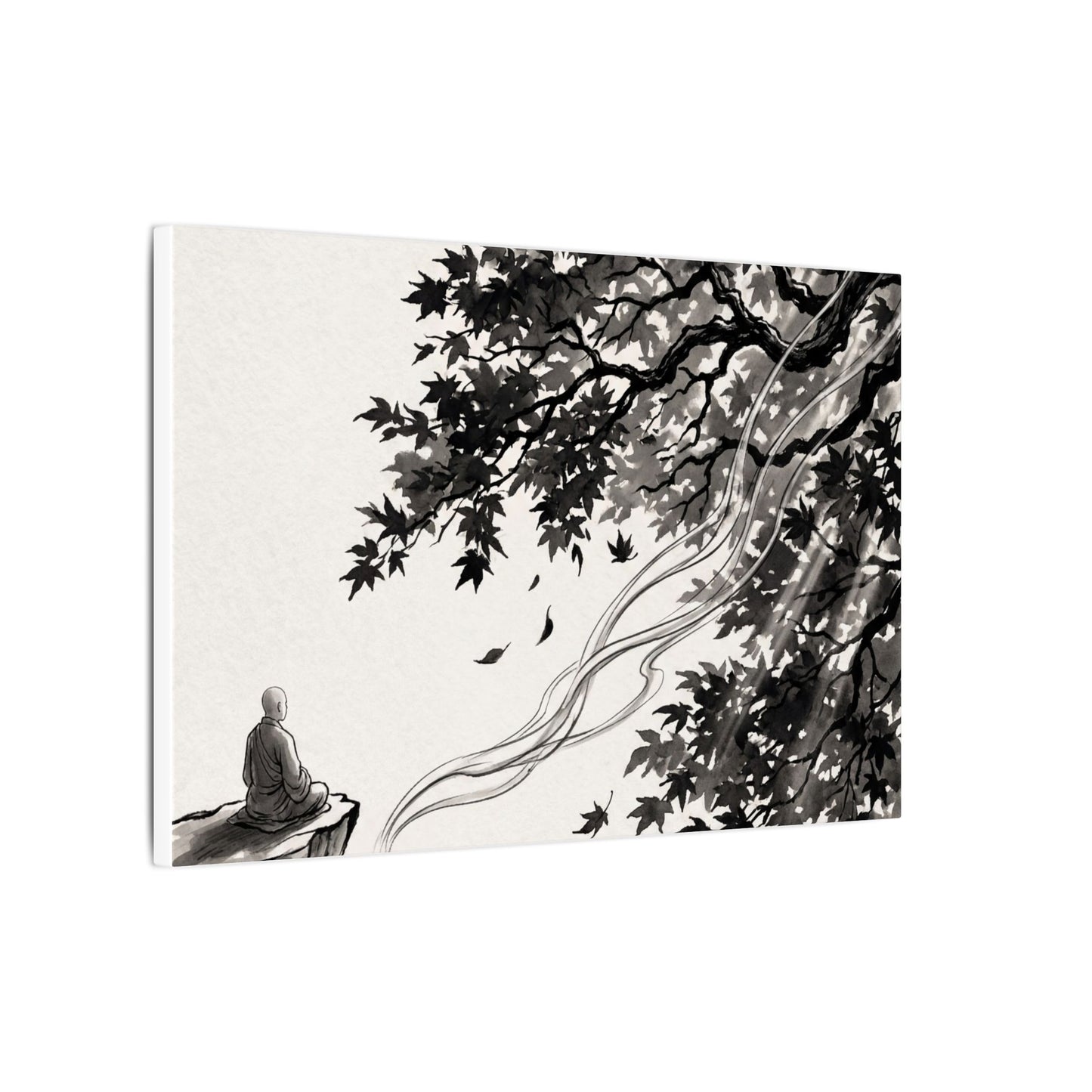 Serene Incense Smoke Canvas Art - Ukiyo E Inspired Zen