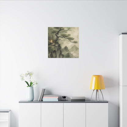 Candlelight Pine Tree Canvas Art - Japandi Kanso
