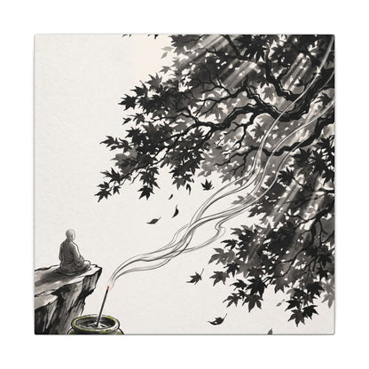 Serene Incense Smoke Canvas Art - Ukiyo E Inspired Zen