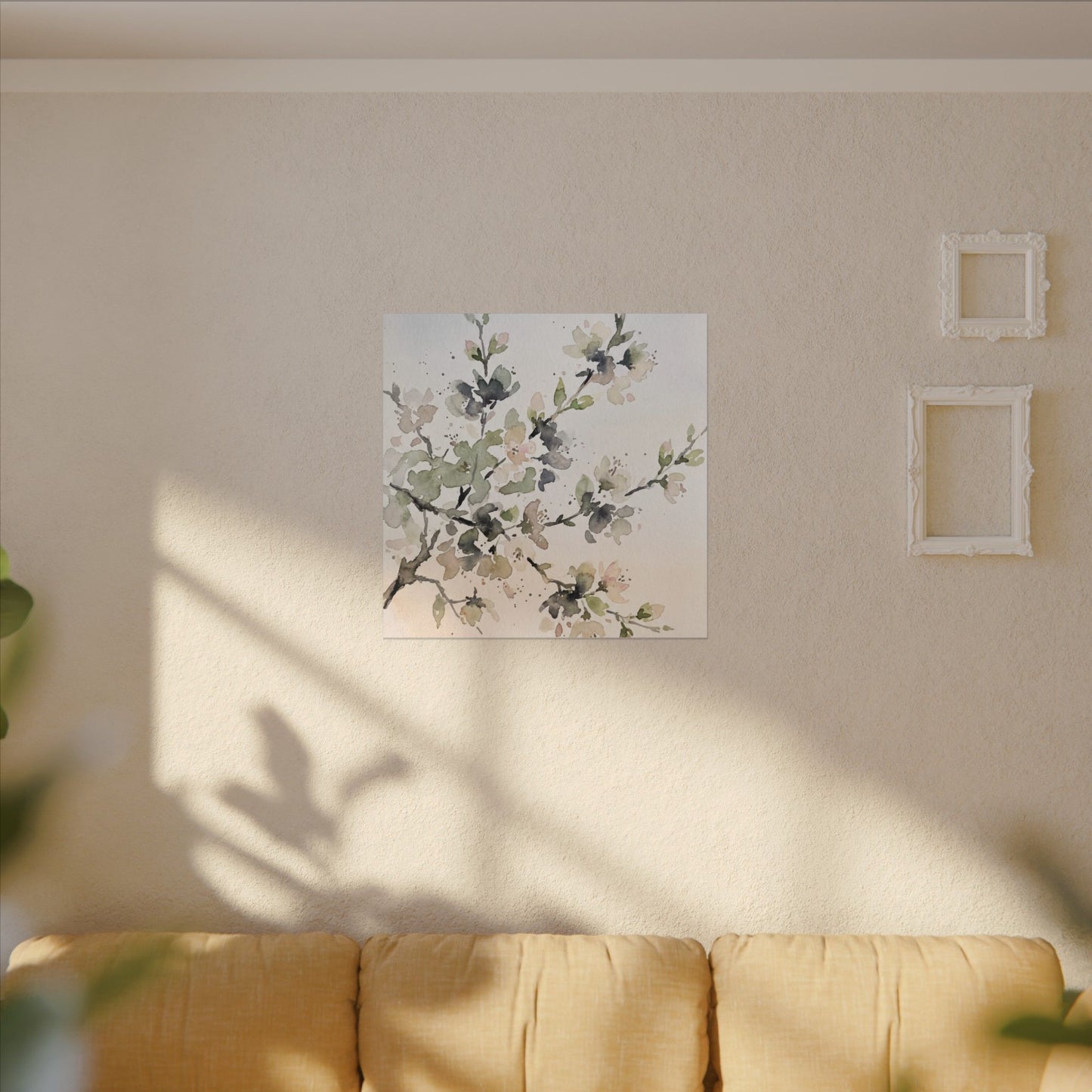Cherry Blossom Watercolor Canvas Art | Elegant Japandi Art
